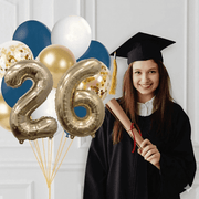Navy And Gold Graduation 2025 Balloon Bouquet