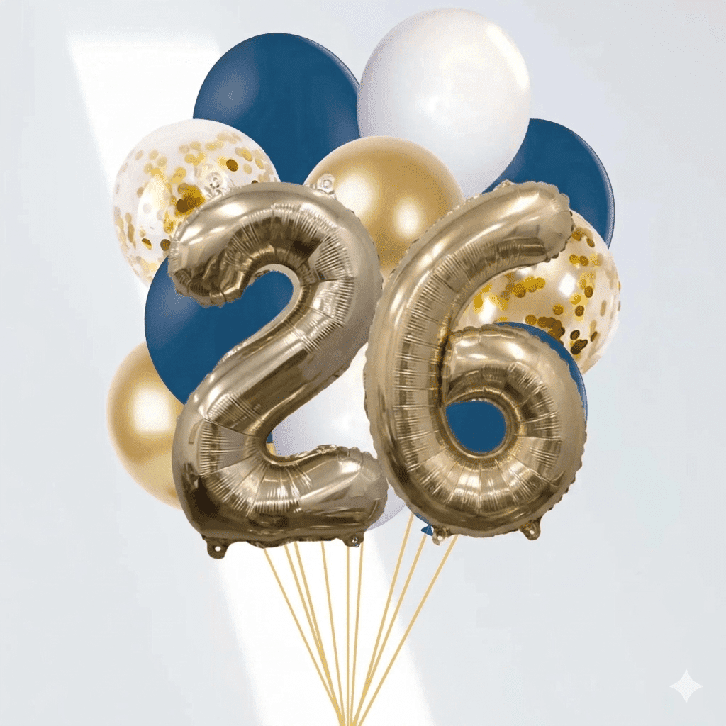 Navy And Gold Graduation 2025 Balloon Bouquet