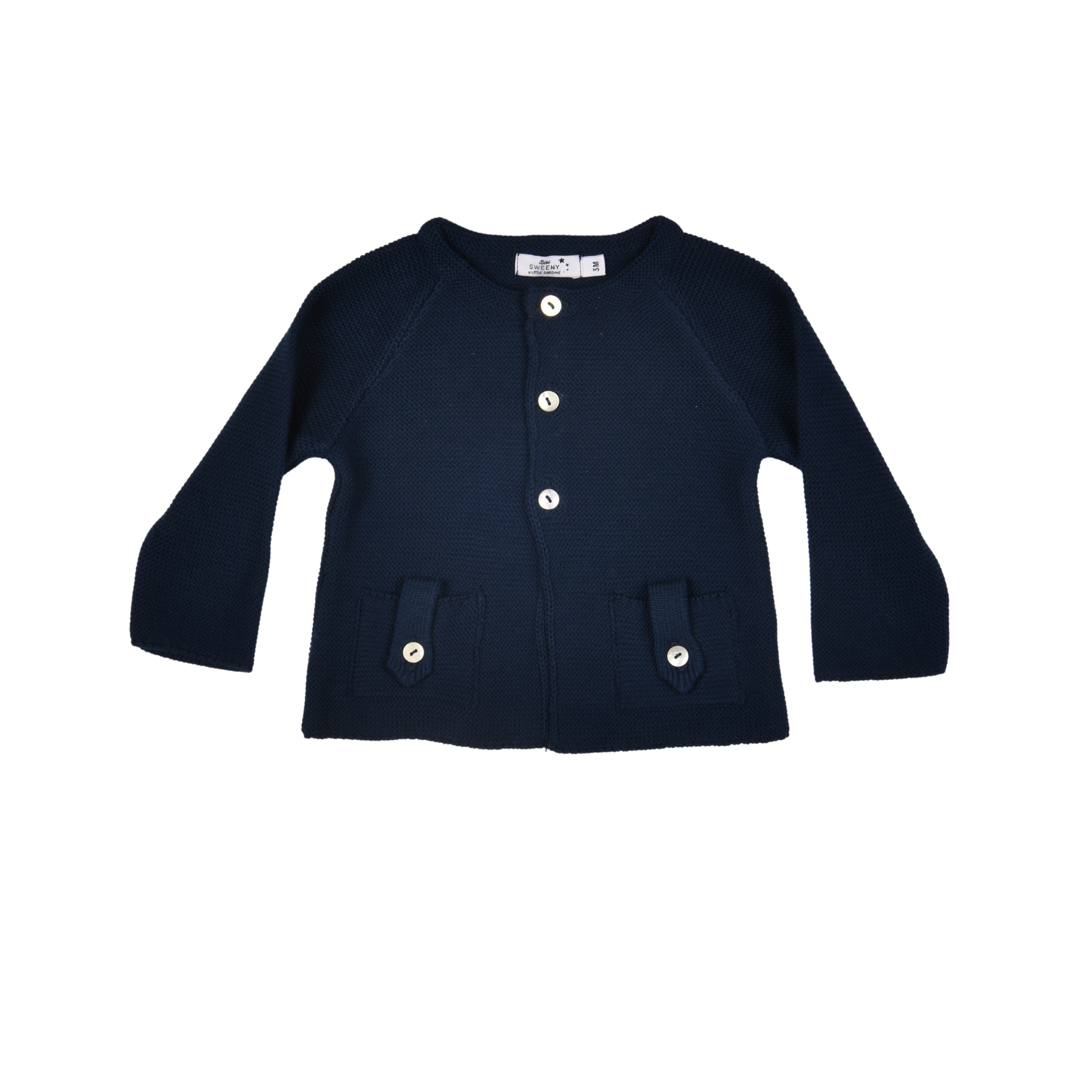 Navy Blue Organic Cotton Knit Cardigan