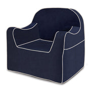 Reader Children's Chair - Navy Blue With White Piping