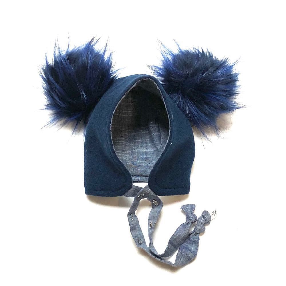 Brimless Bonnet In Navy (add Ears Or Poms)