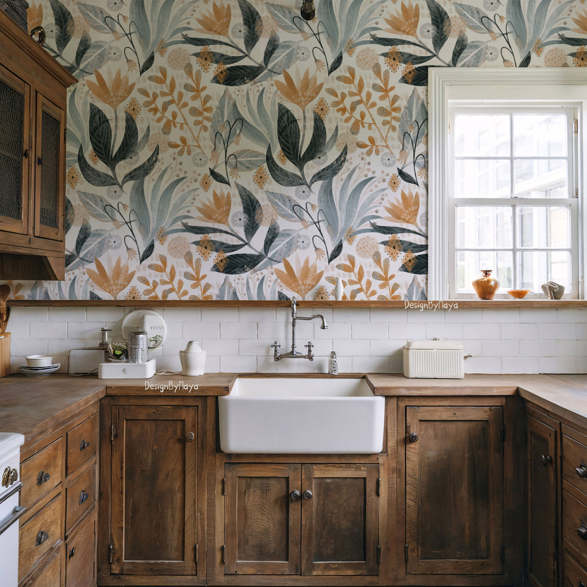 Giant Flowers & Leaves Wallpaper - Nursery Wallpaper