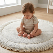 Organic Cotton Quilted Play Mat - Navy Stripes