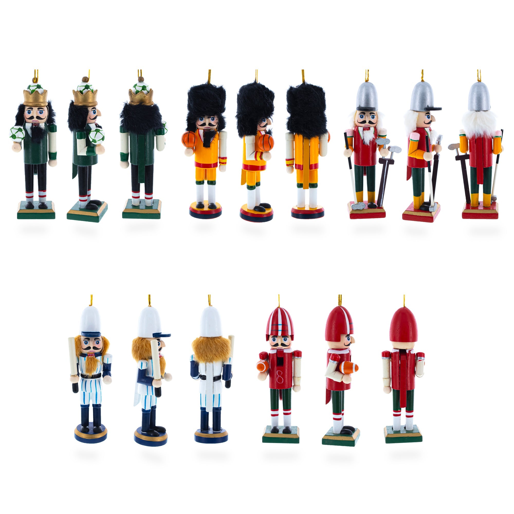 5 Sport Players Nutcrackers: Football, Golfer, Baseball, Basketball, Soccer