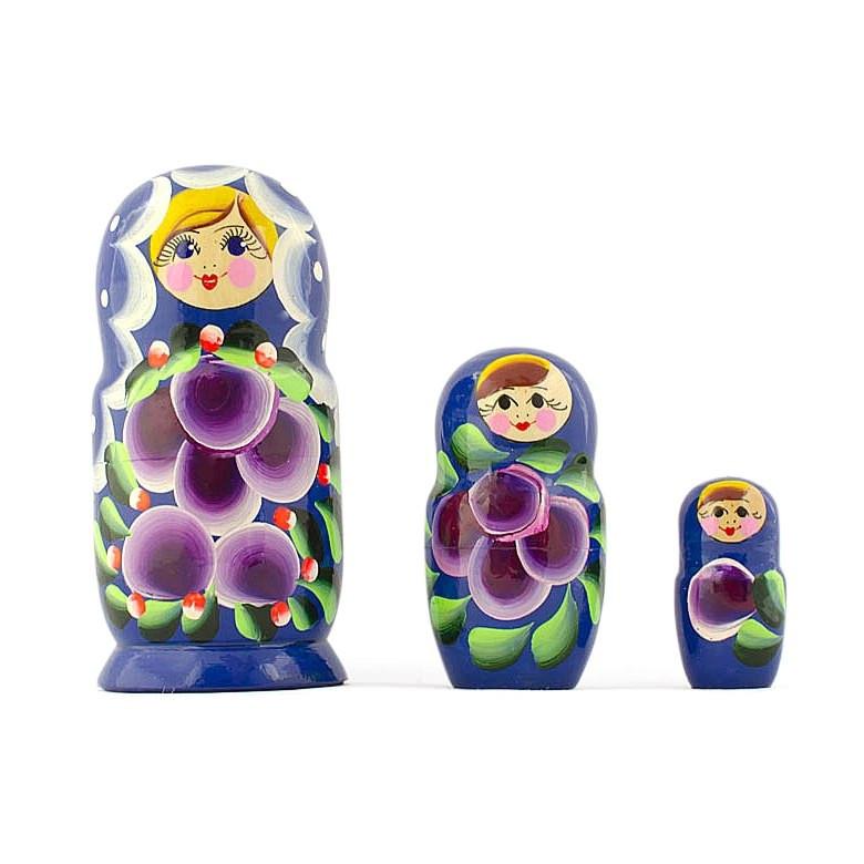 Set Of 3 Daffodils Flowers Wooden Nesting Dolls 3.5 Inches