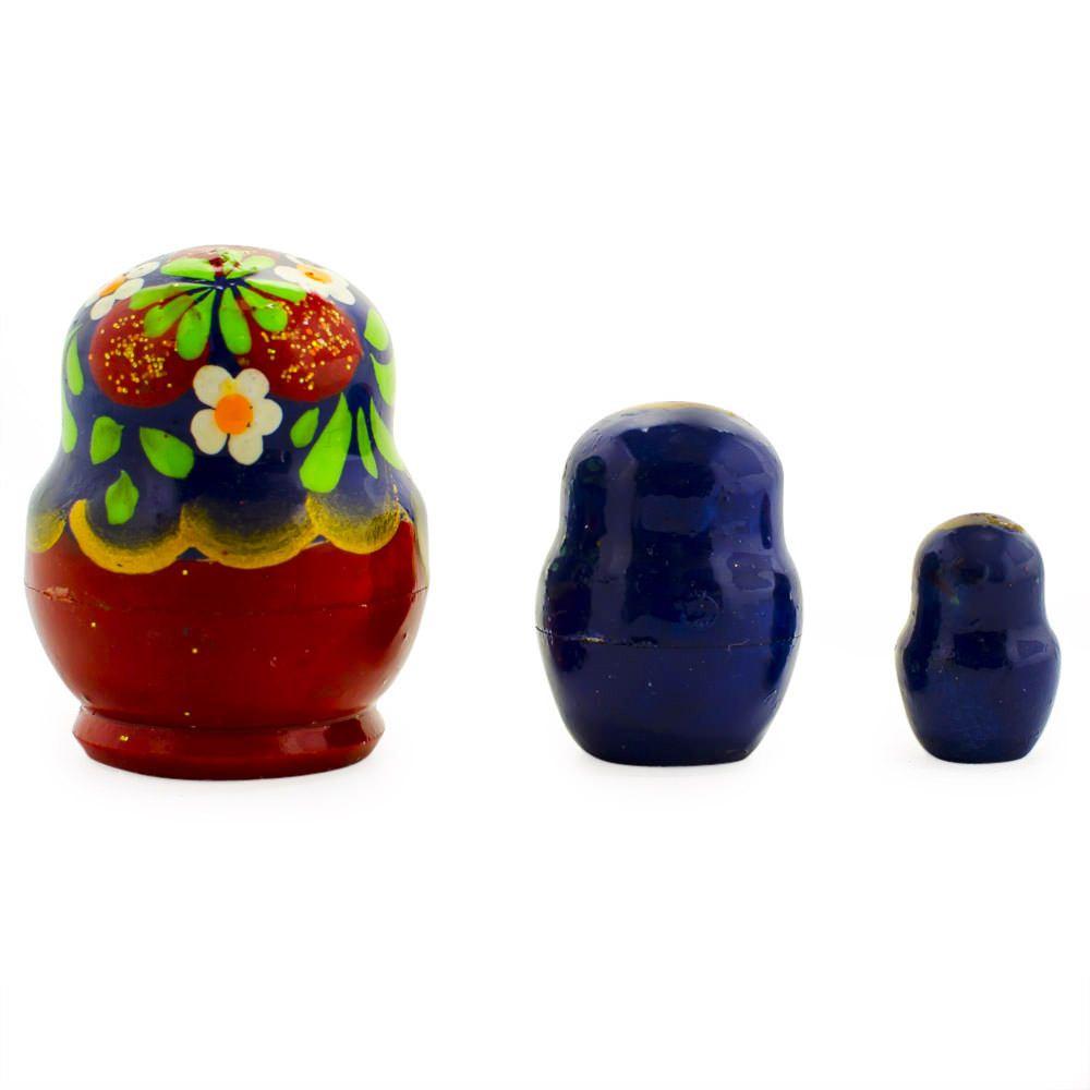 Set Of 3 Miniature Flowers Nesting Dolls 2 Inches