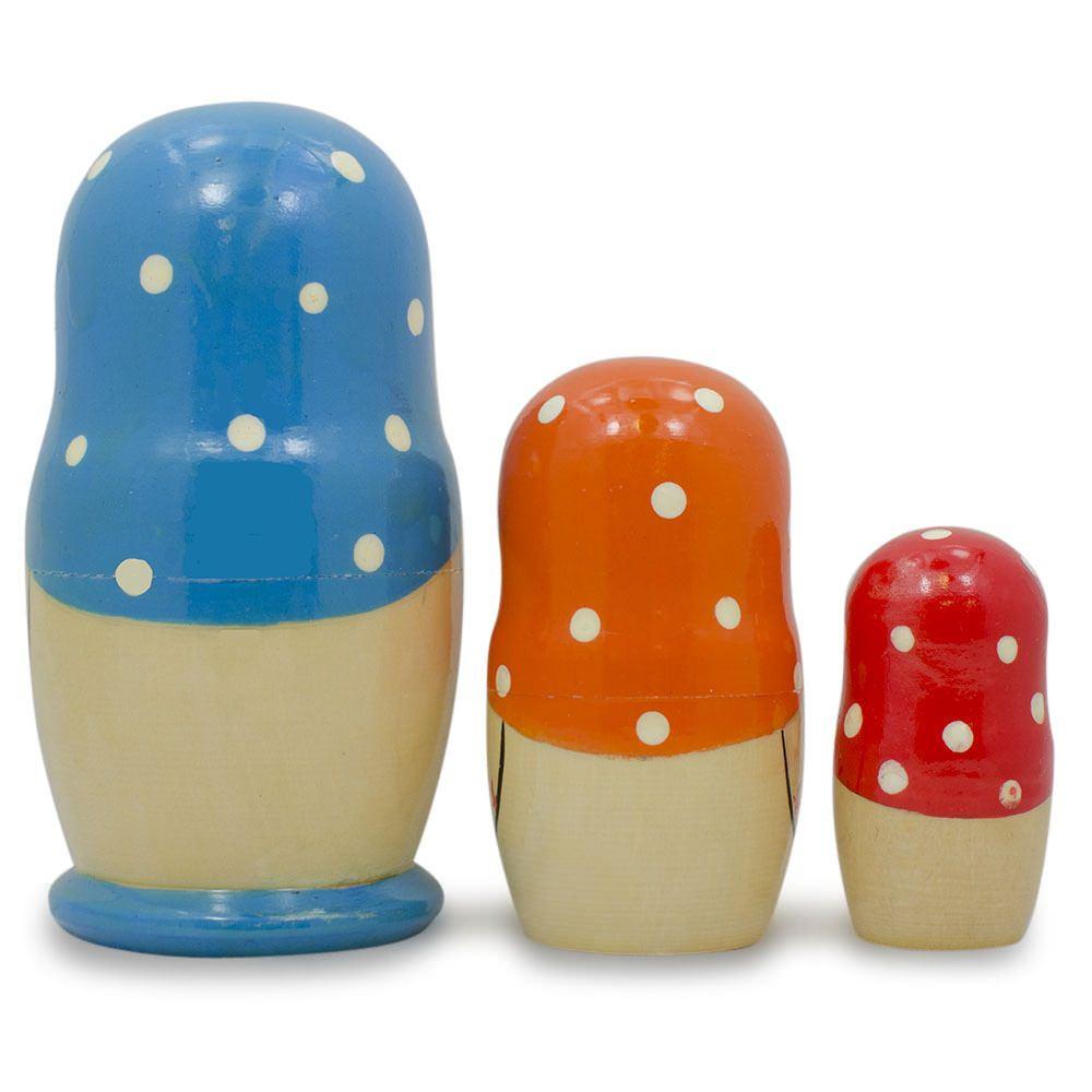 Set Of 3 Strawberries Blue, Orange And Red Nesting Dolls  4 Inches