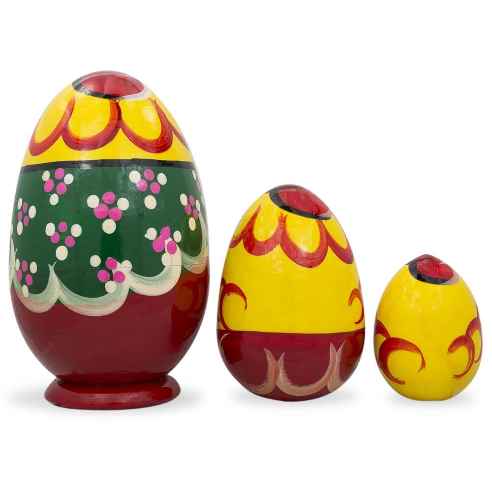 Set Of 3 Hen And Chicks Wooden Nesting Dolls 4.75 Inches