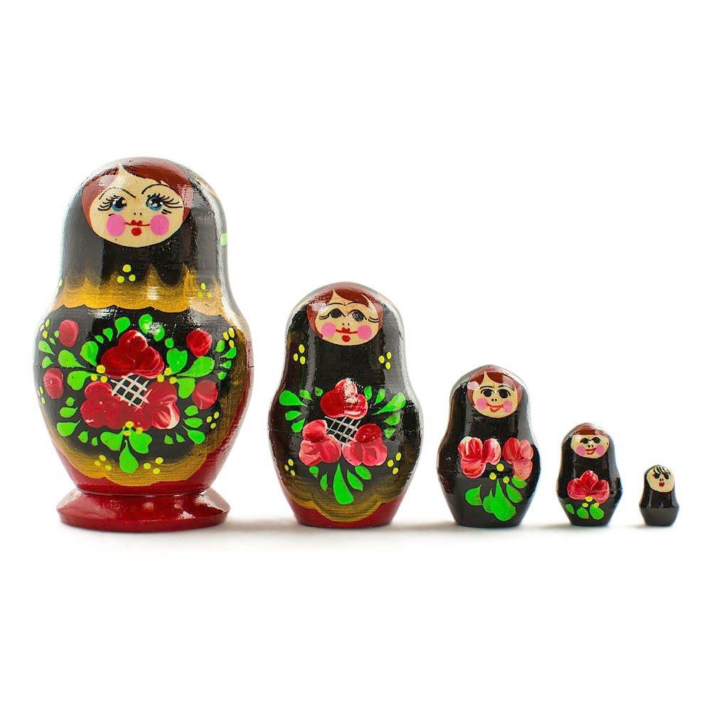 Set Of 5 Olesya Wooden Nesting Dolls 3.5 Inches