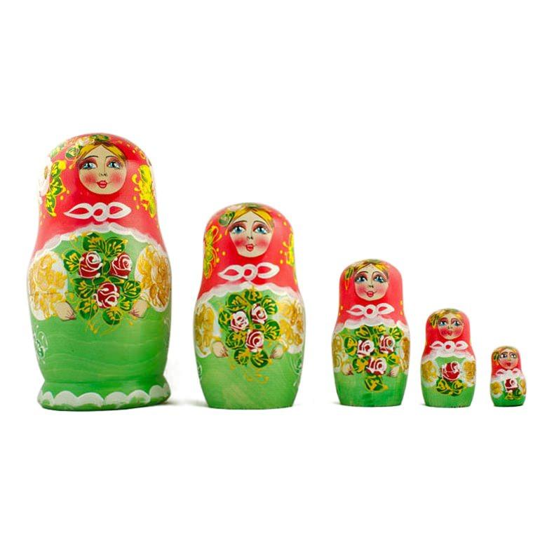 Set Of 5 Olga Nesting Dolls 6.5 Inches