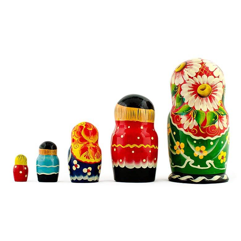 Set Of 5 Farmers Family Nesting Dolls 7 Inches