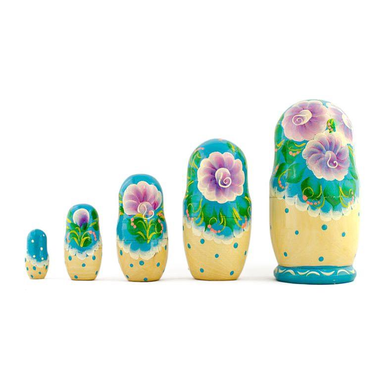 Set Of 5 Garden Bouquet Dress Nesting Dolls 5.5 Inches