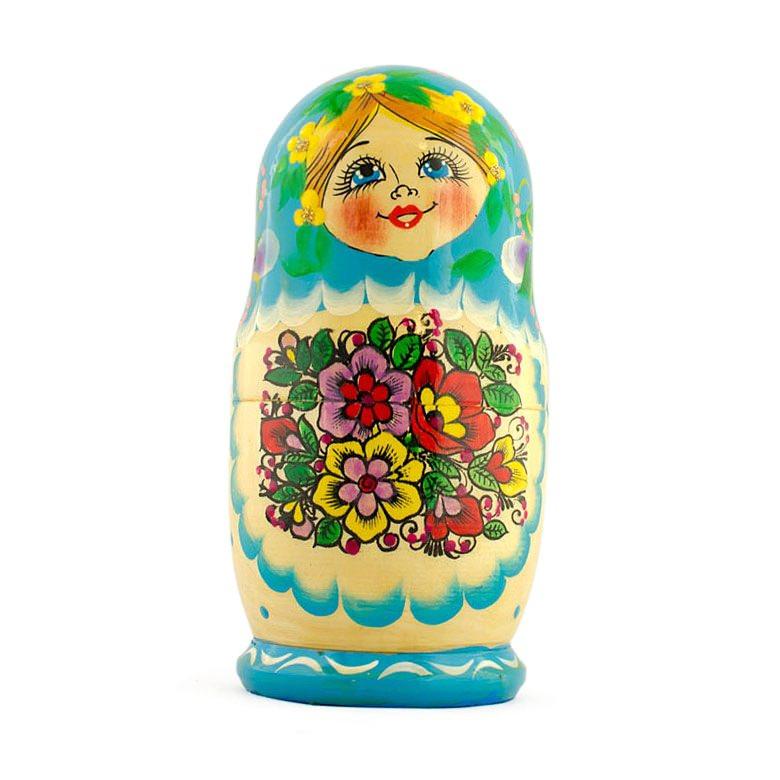 Set Of 5 Garden Bouquet Dress Nesting Dolls 5.5 Inches