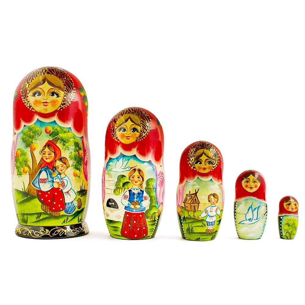 Set Of 5 Fairy Tale Nesting Dolls 7 Inches