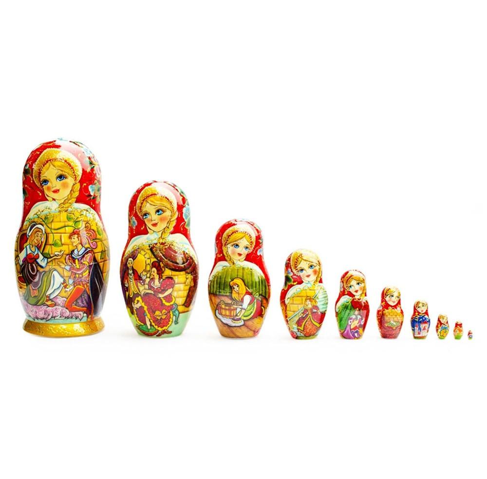 Set Of 10 Cinderella Wooden Nesting Dolls 10 Inches