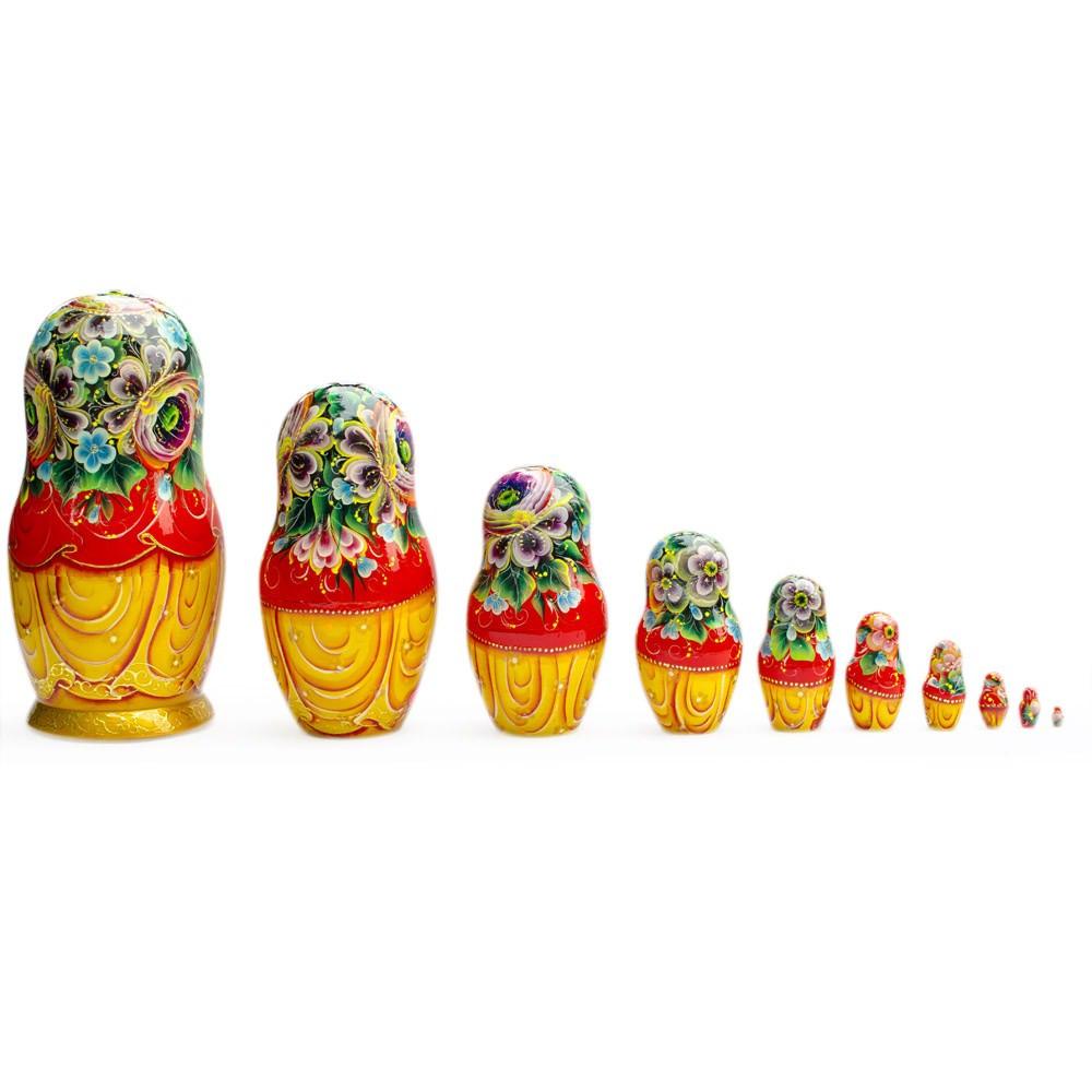 Set Of 10 Cinderella Wooden Nesting Dolls 10 Inches