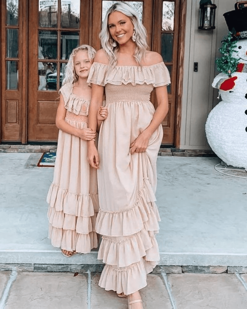 Nellie Ruffle Maxi Dress - Champagne