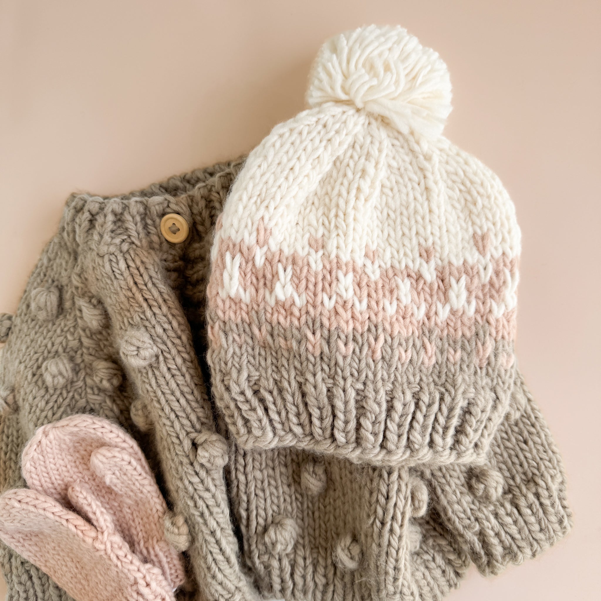 Nell Stripe Hat, Flax/blush