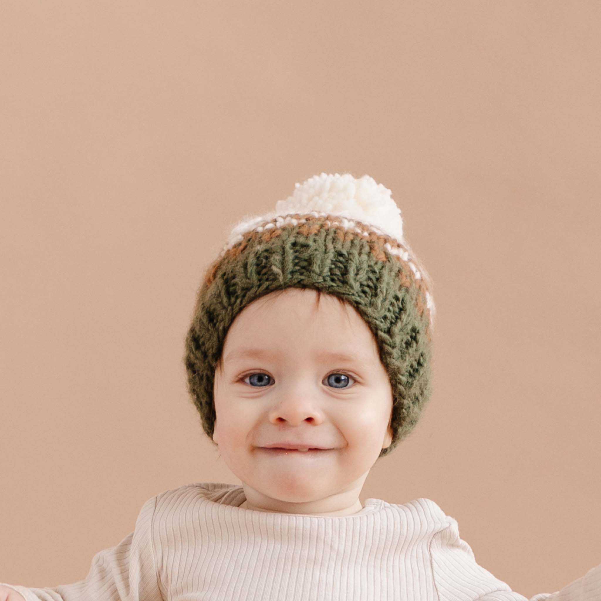 Nell Stripe Hat, Olive/walnut