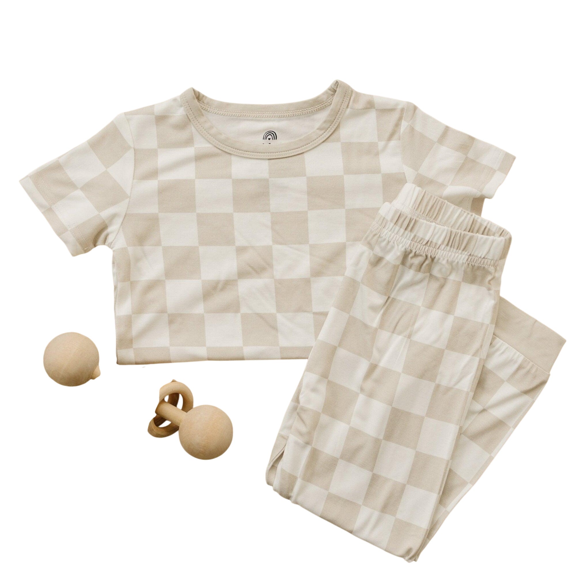 Neutral Checker 2pc Bamboo Pajama Set