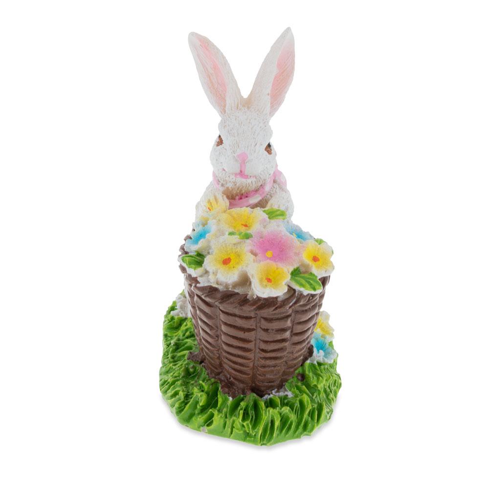 Bunny With Easter Basket Full Of Flowers 3 Inches