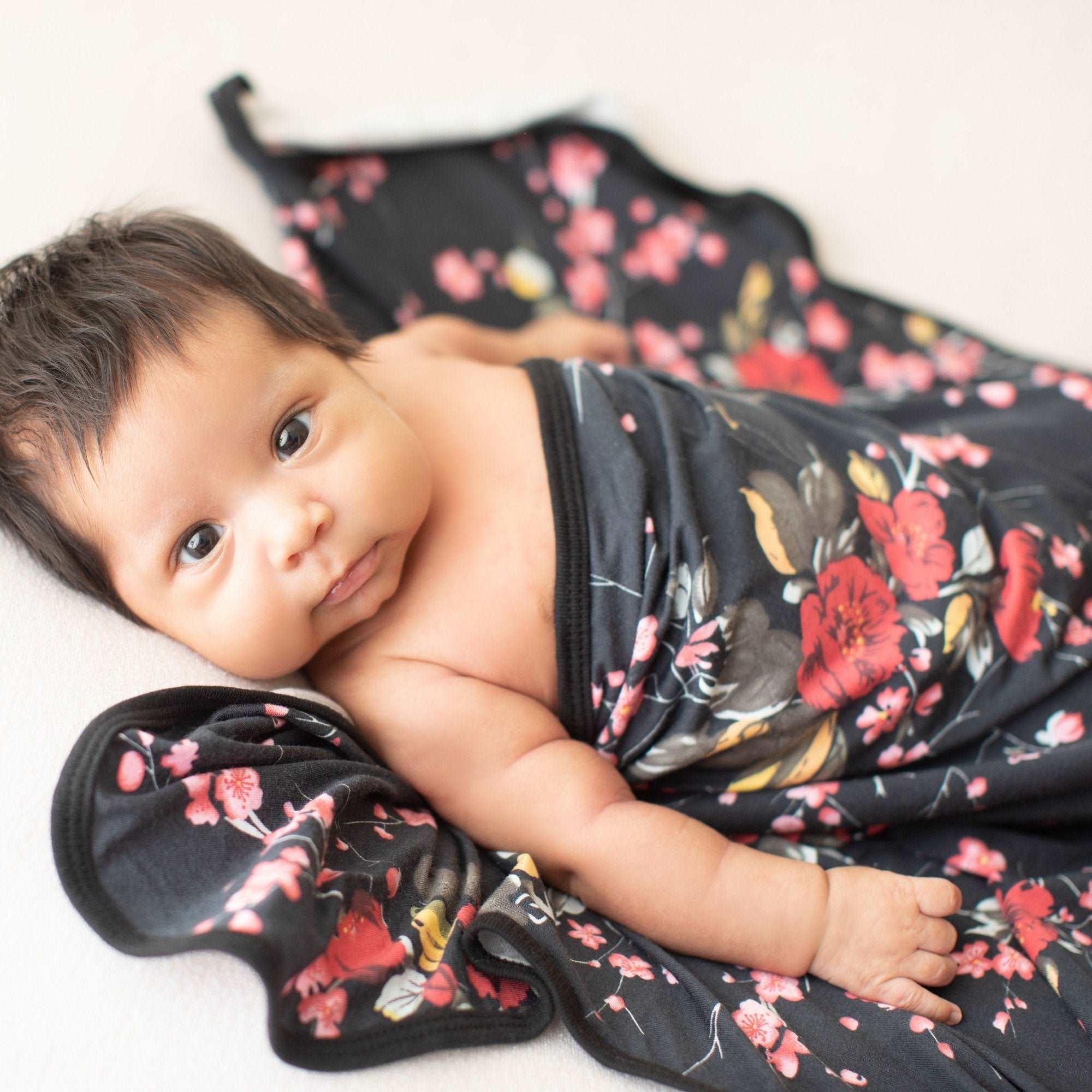 Cherry Blossom Black Swaddle