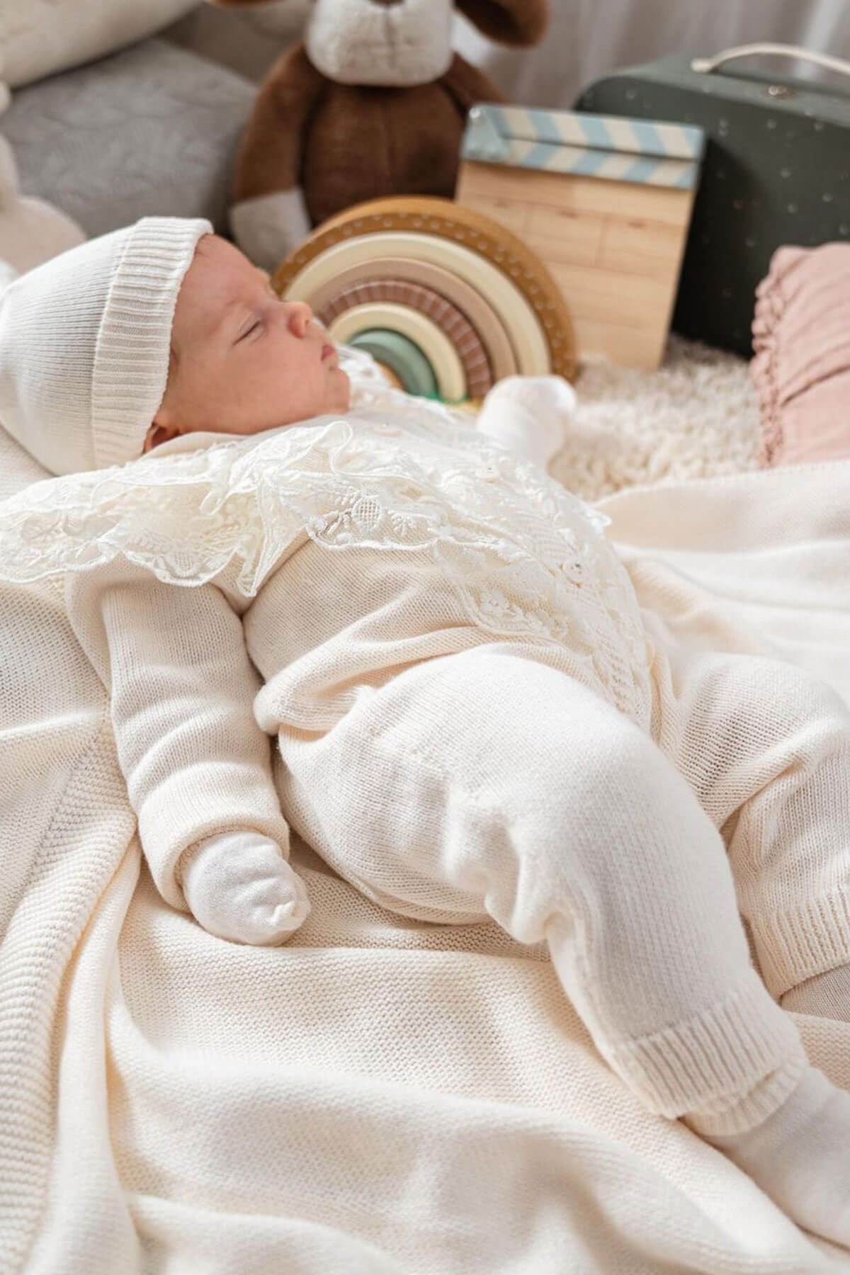 Eva Cream Newborn Knitwear Coming Home Set (5 Pcs)