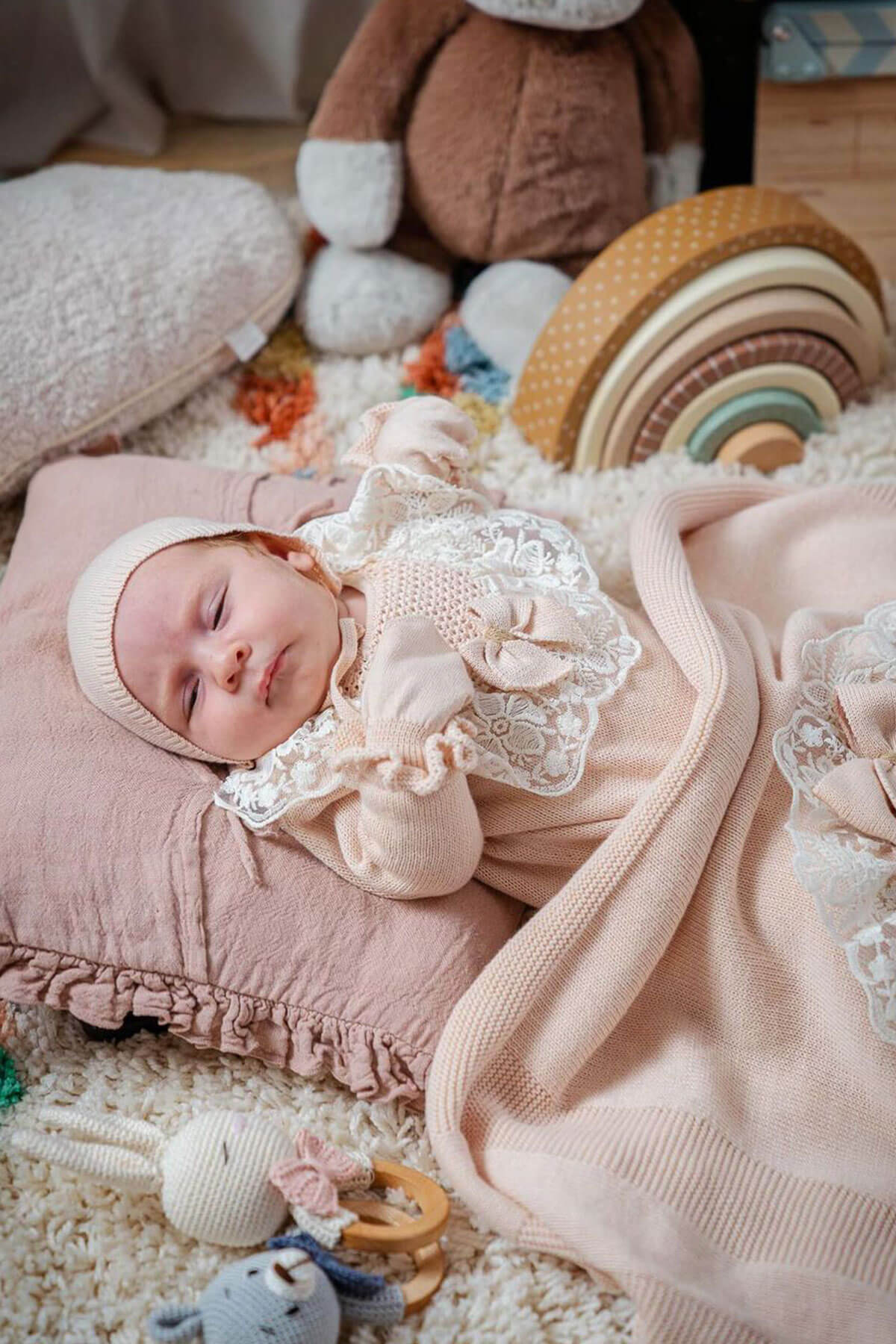Nora Pink Newborn Knitwear Coming Home Set (5 Pcs)