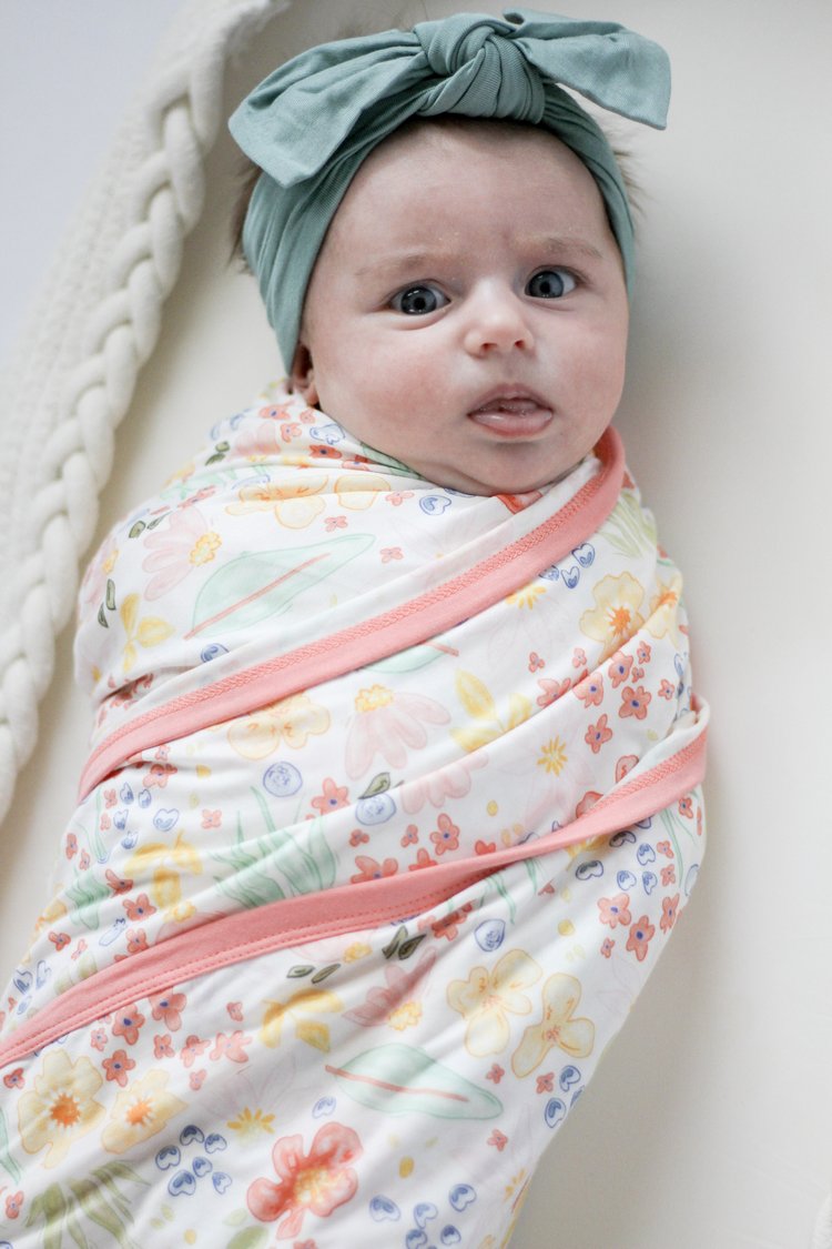 My First Flower Bamboo Swaddle | Floral Baby Blanket