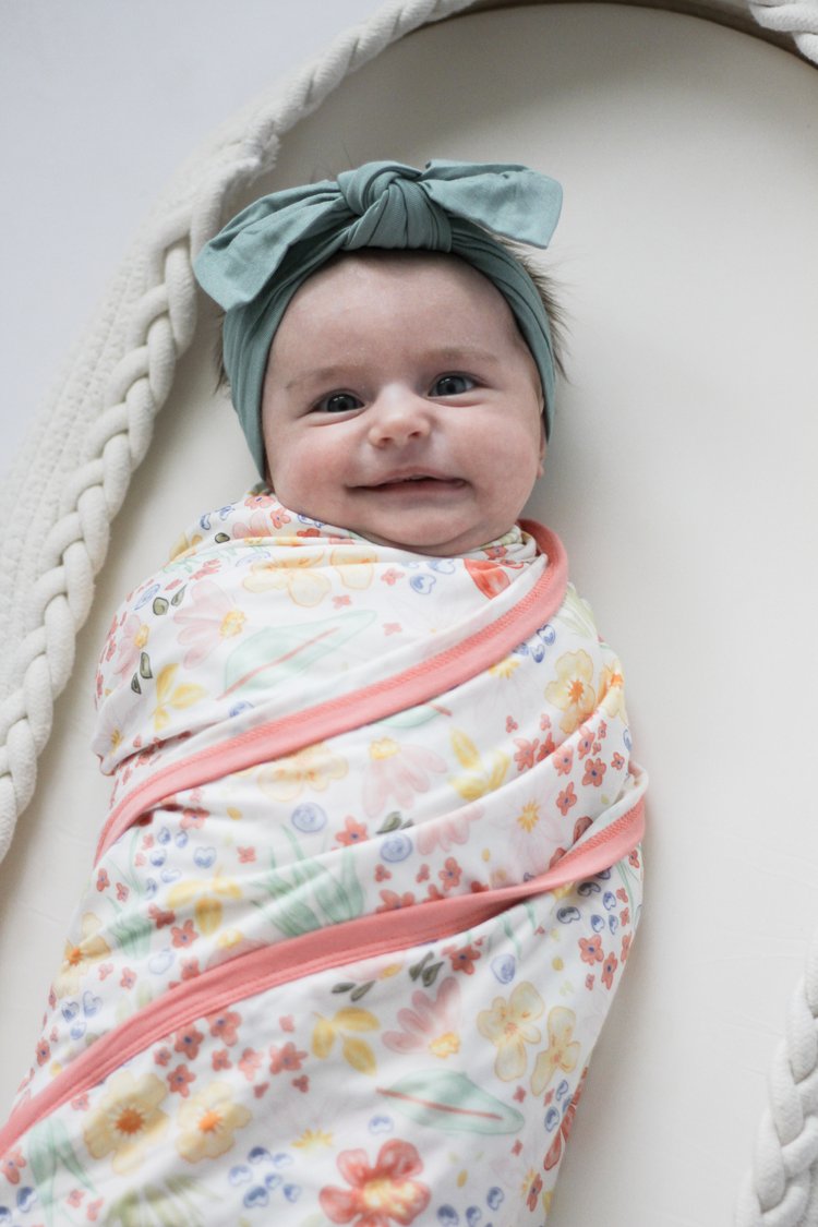 My First Flower Bamboo Swaddle | Floral Baby Blanket