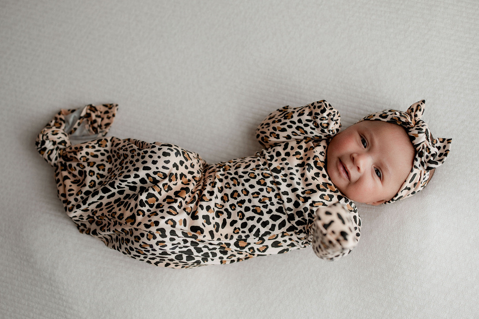 Leopard Knotted Newborn Baby Gown