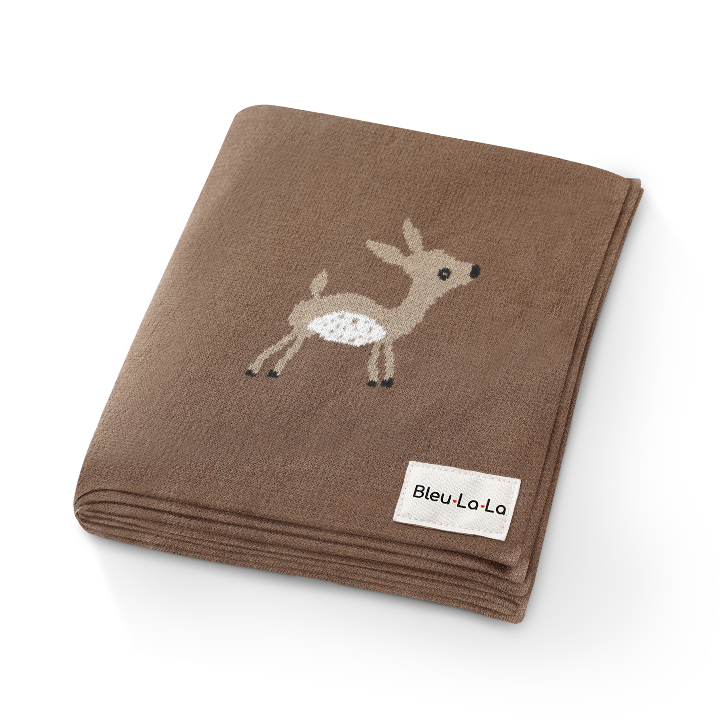 Luxury Cotton Deer Knit Swaddle Baby Blanket by Bleu La La