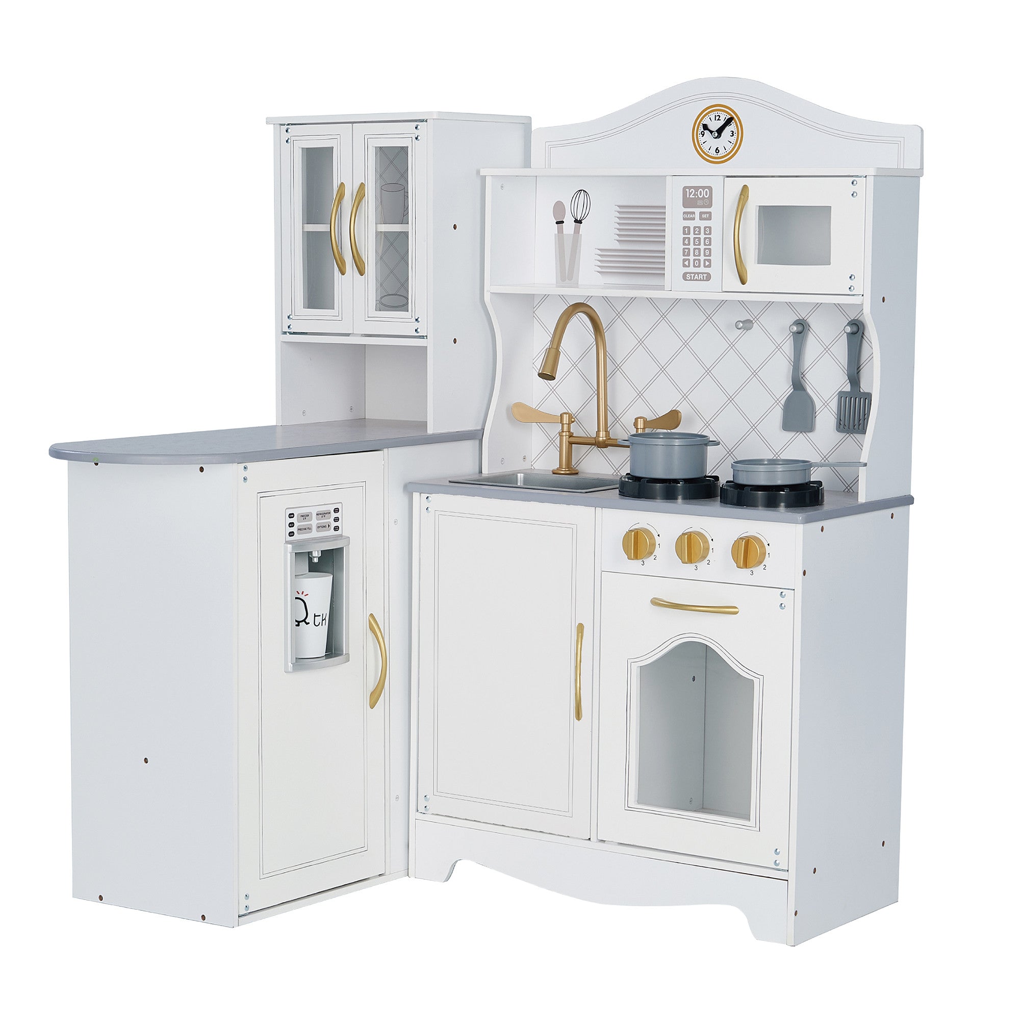 Little Chef Upper East Retro Play Kitchen with Effects, White