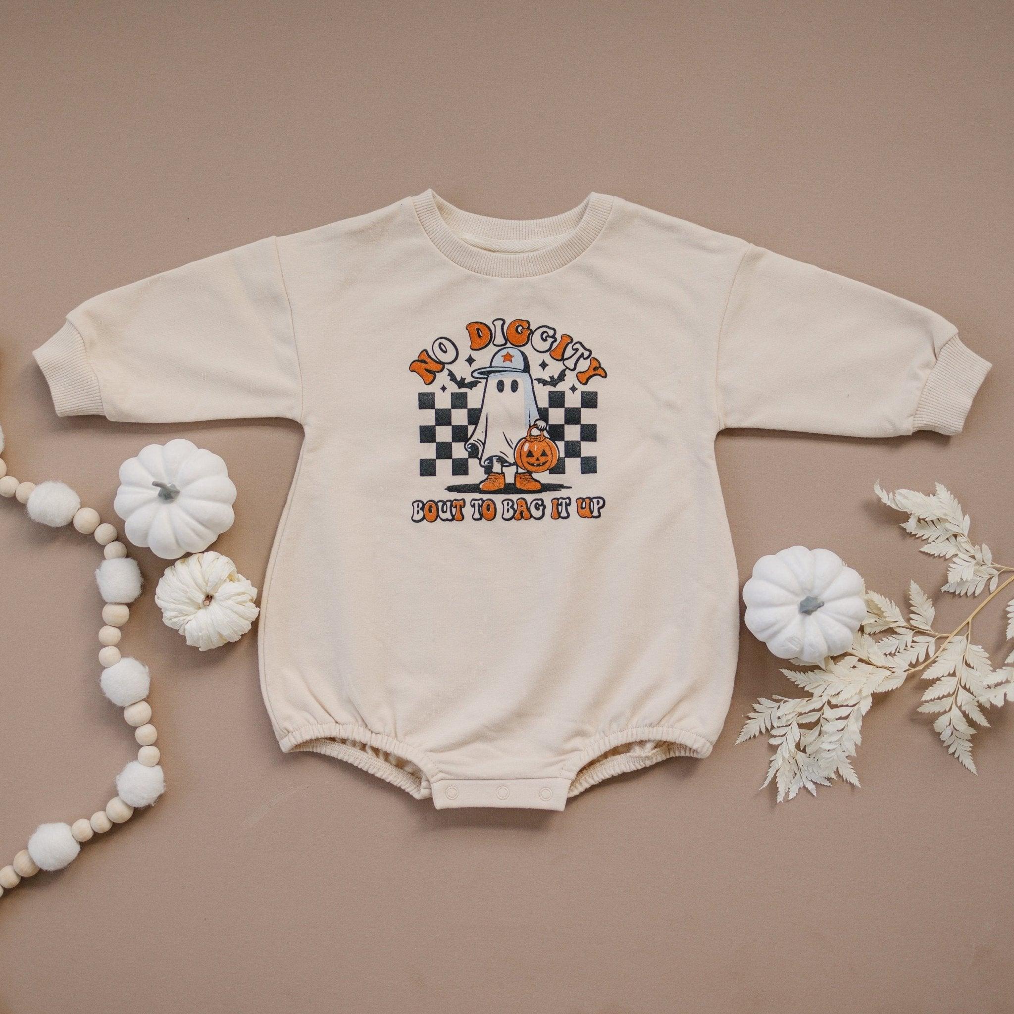 No Diggity Bout To Bag It Up Organic Cotton Oversized Sweatshirt Romper