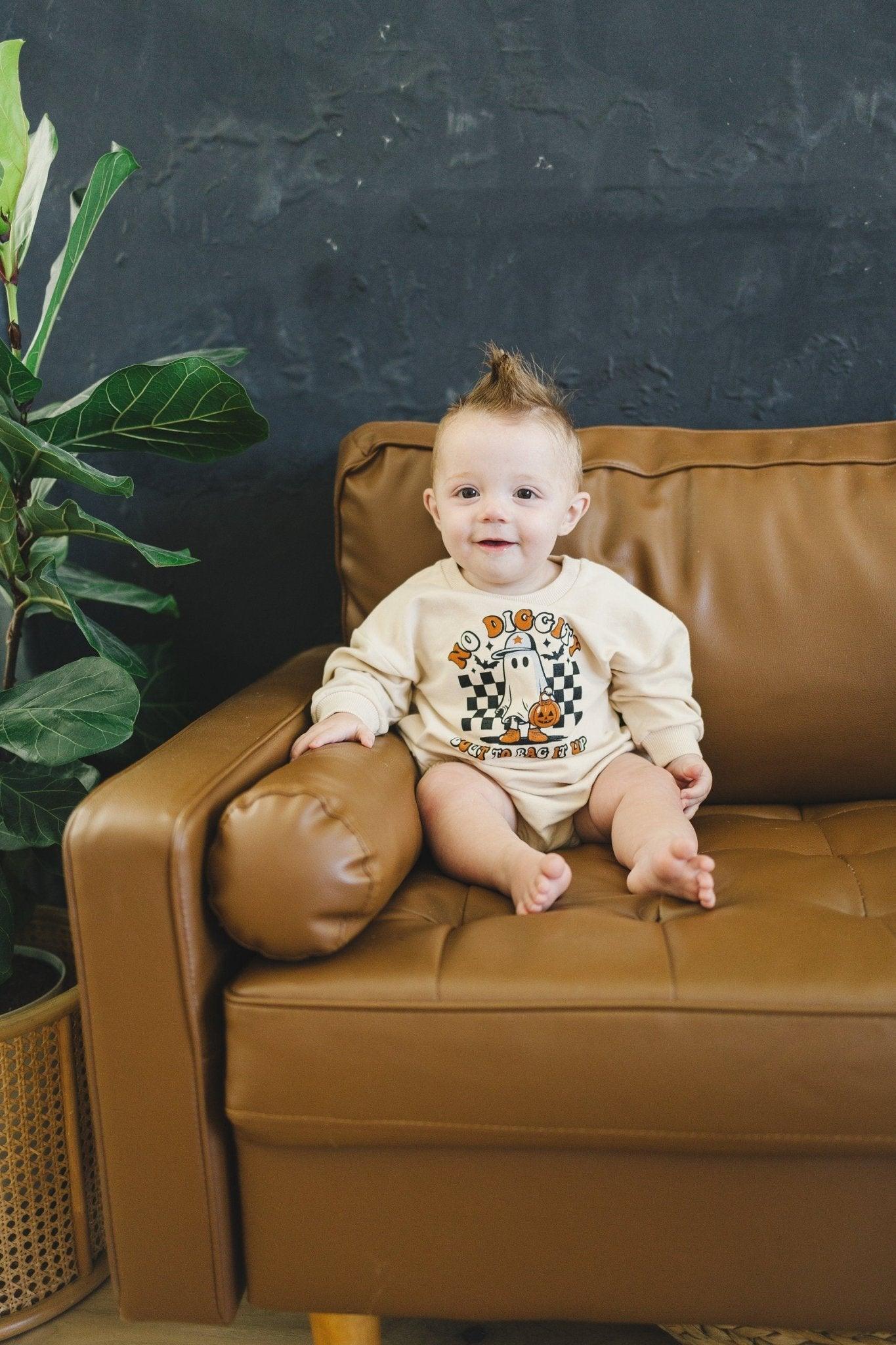 No Diggity Bout To Bag It Up Organic Cotton Oversized Sweatshirt Romper