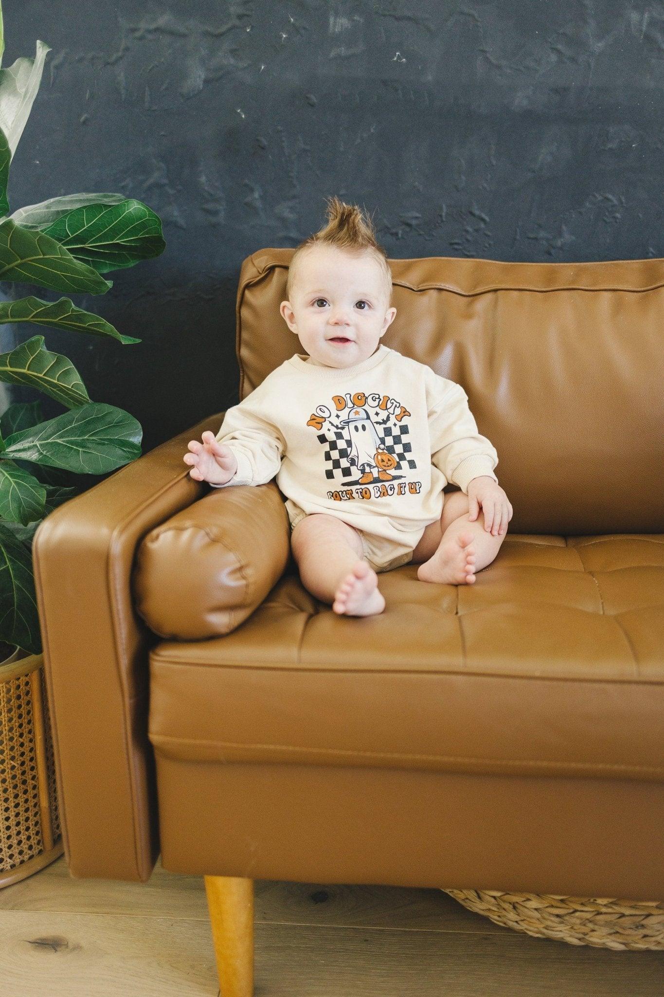 No Diggity Bout To Bag It Up Organic Cotton Oversized Sweatshirt Romper