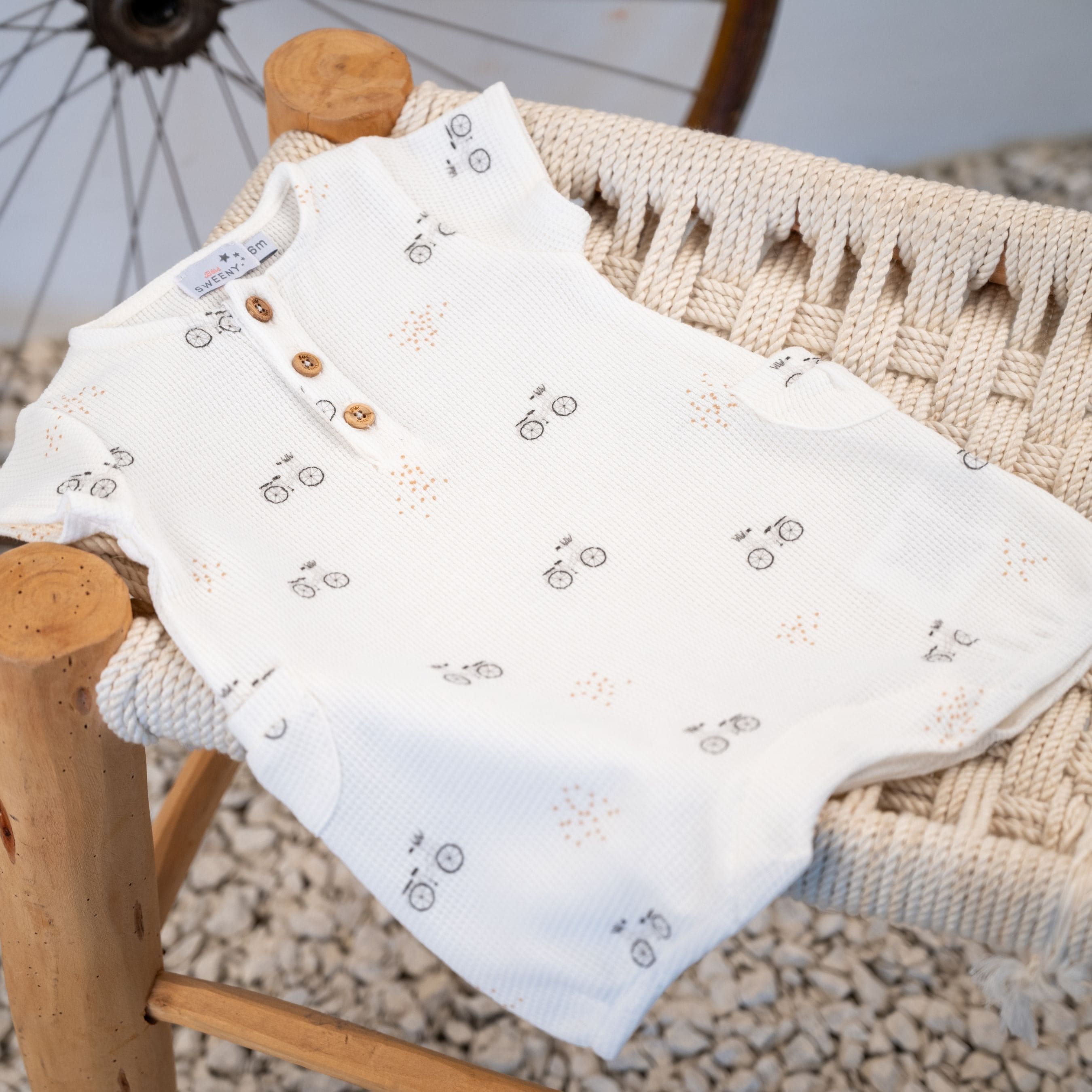 Noa | Boys Vintage Bike Print Waffle Cotton Shortie