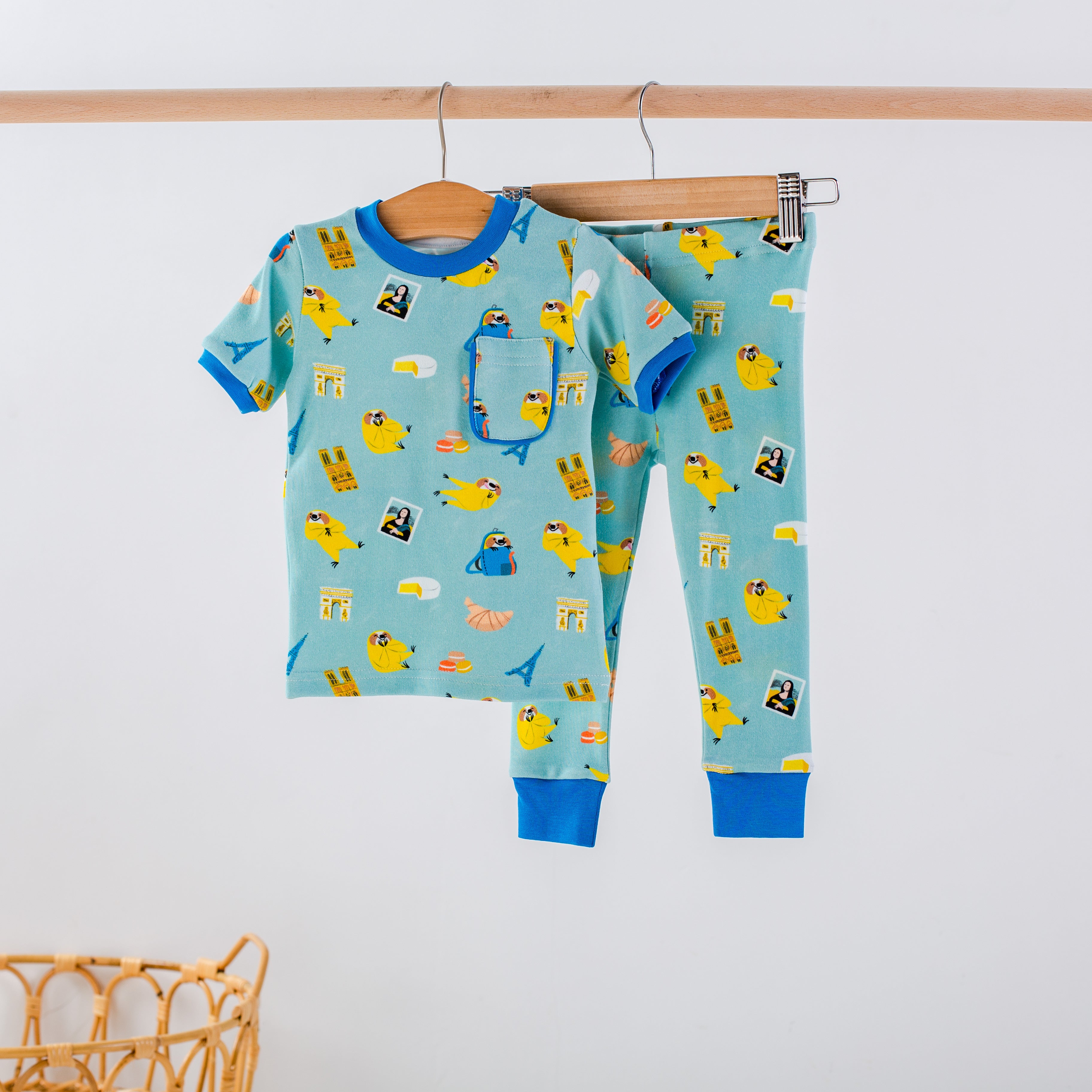 Aya & Pete In Paris Organic Cotton Kids Pajamas & Book Set