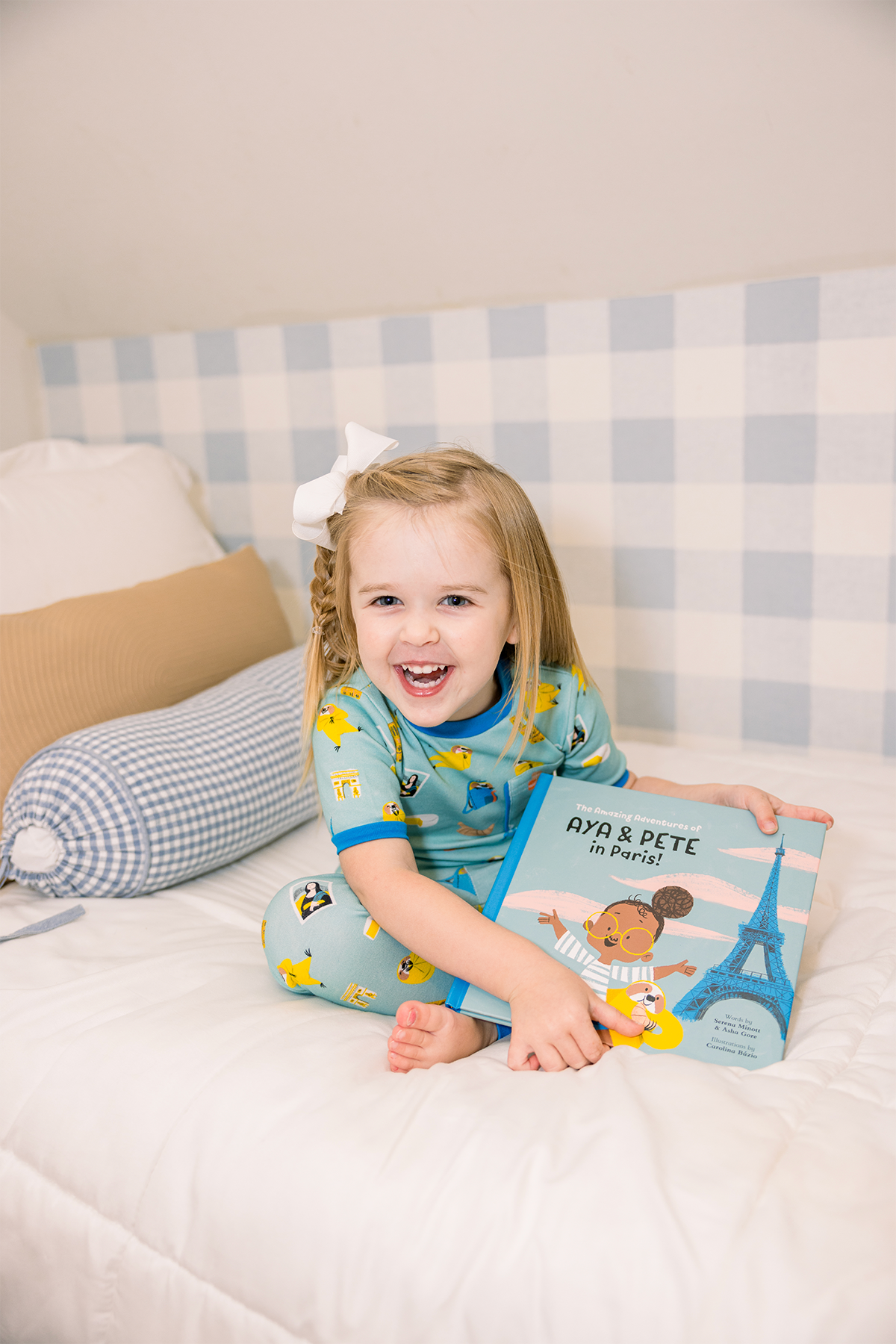 Aya & Pete In Paris Organic Cotton Kids Pajamas & Book Set