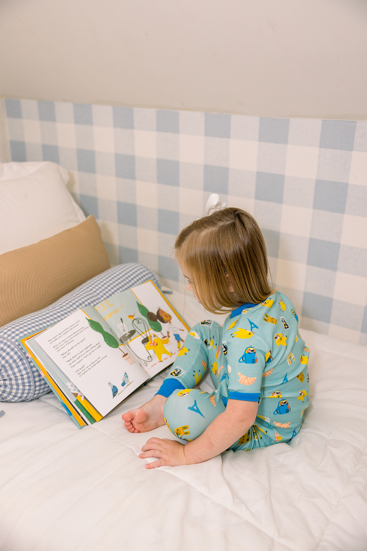 Aya & Pete In Paris Organic Cotton Kids Pajamas & Book Set