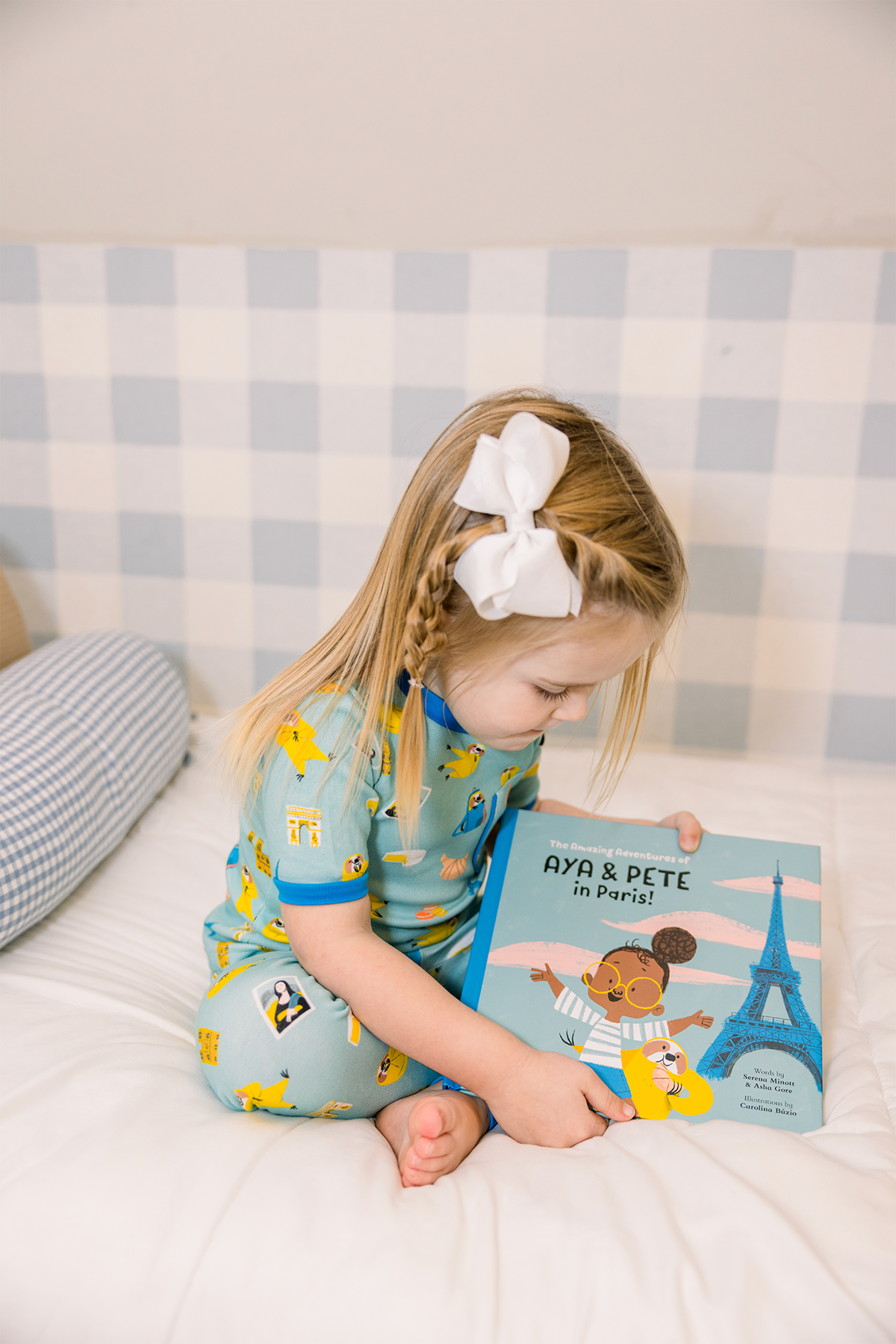 Aya & Pete In Paris Organic Cotton Kids Pajamas & Book Set