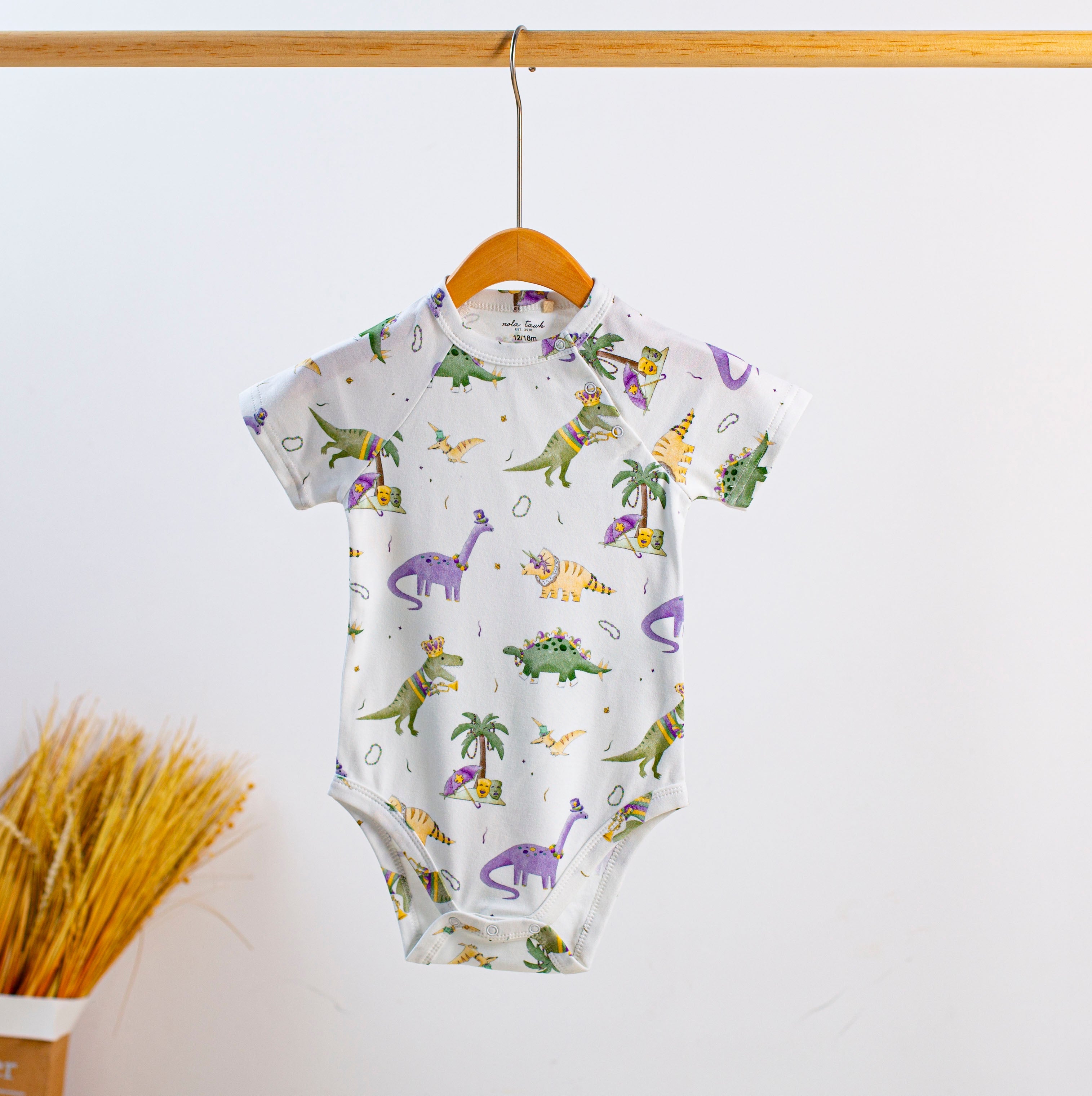Mardi Gras-saurus Organic Cotton Mardi Gras Onesie