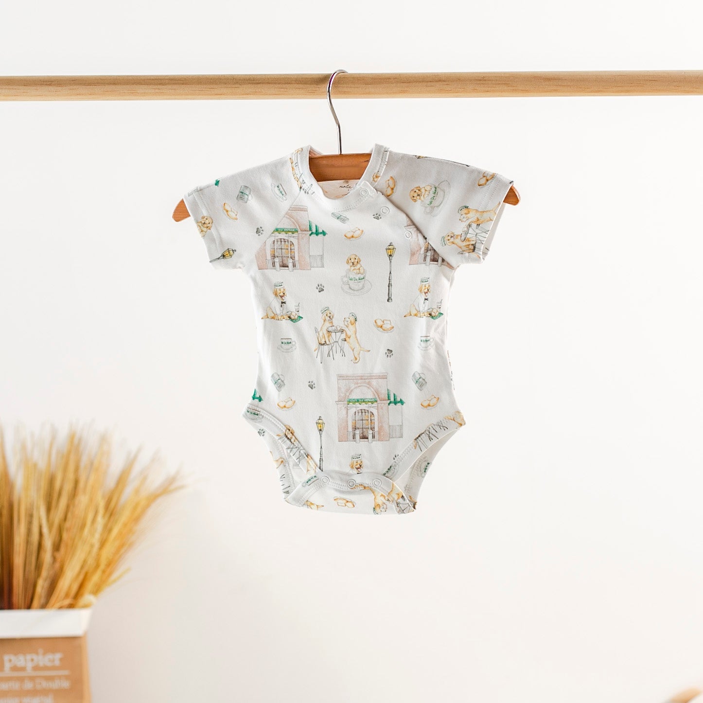 Powdered Sugar And Puppies Organic Cotton Baby Onesie