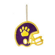 Purple & Gold Football Helmet Embroidered Christmas Ornament