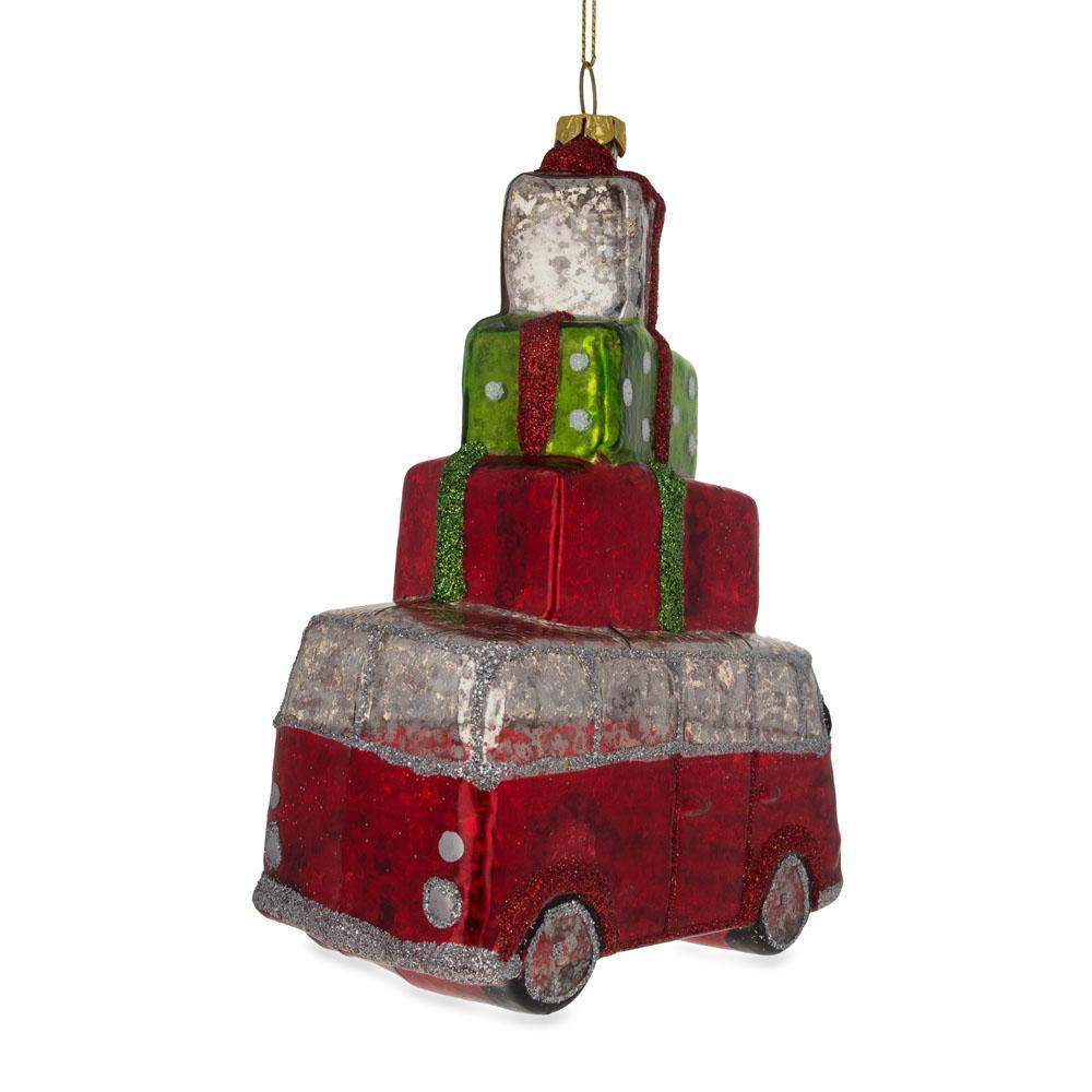 Groovy Hippie's Retro Bus - Blown Glass Christmas Ornament