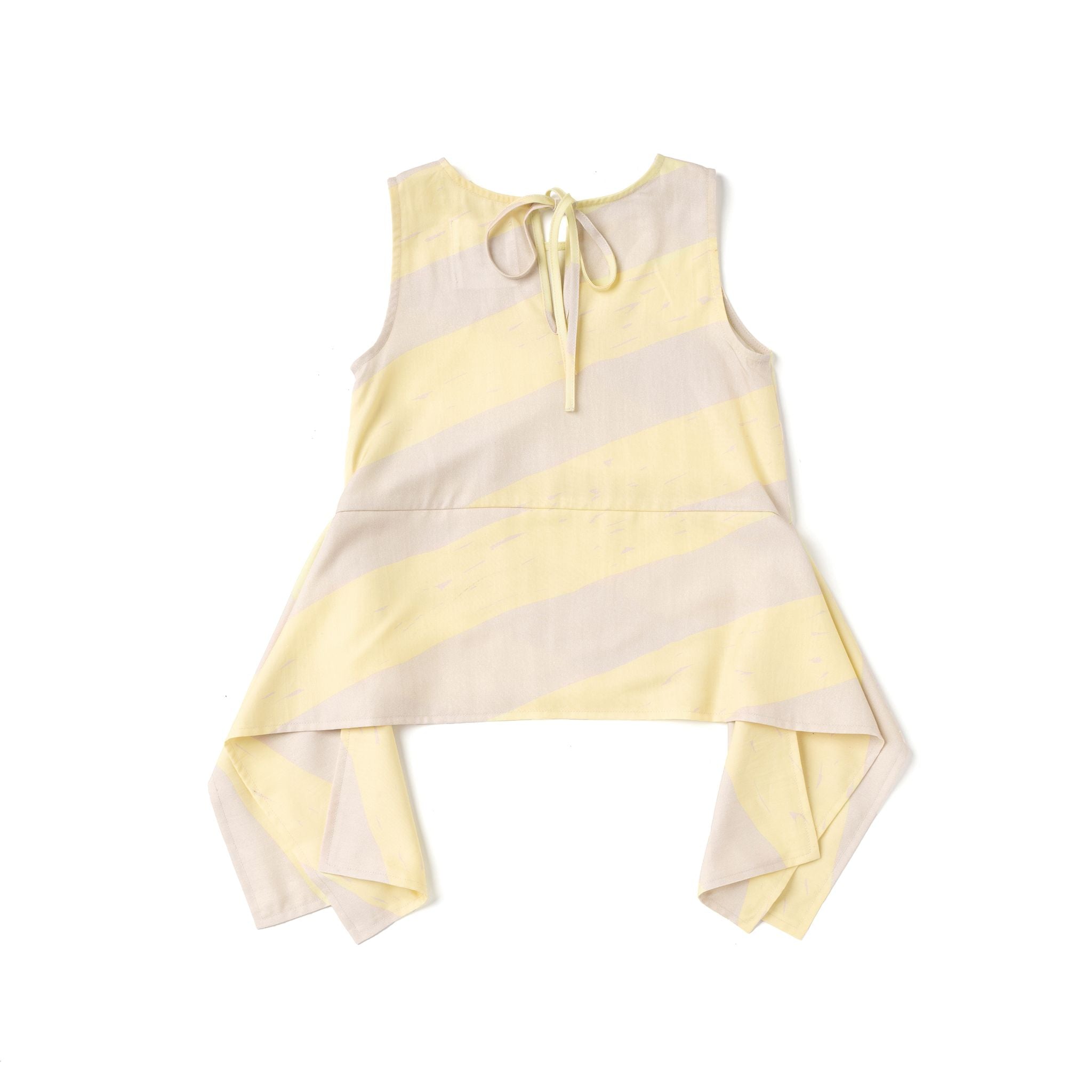 Girls Sleeveless Peplum Top With Side Tails | Yellow