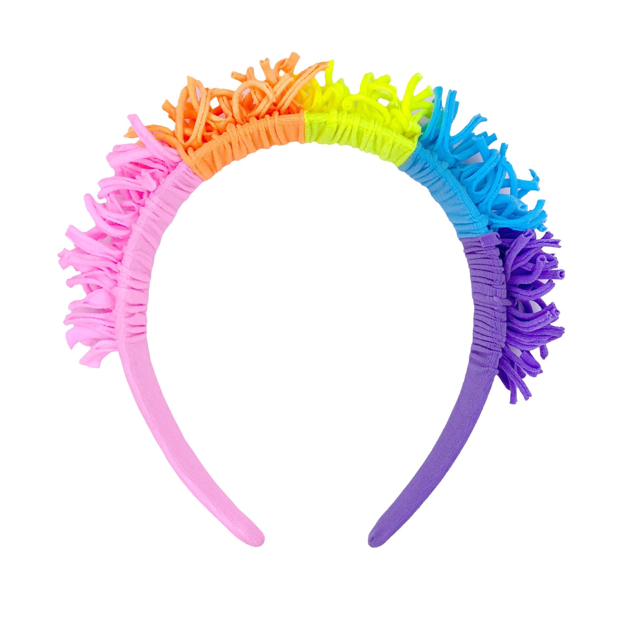 Fringe Hard Headband: Neon Rainbow