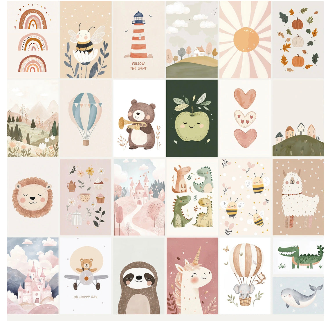 Kids Room Animals Prints - Luster Paper Nursery Wall Art Prints