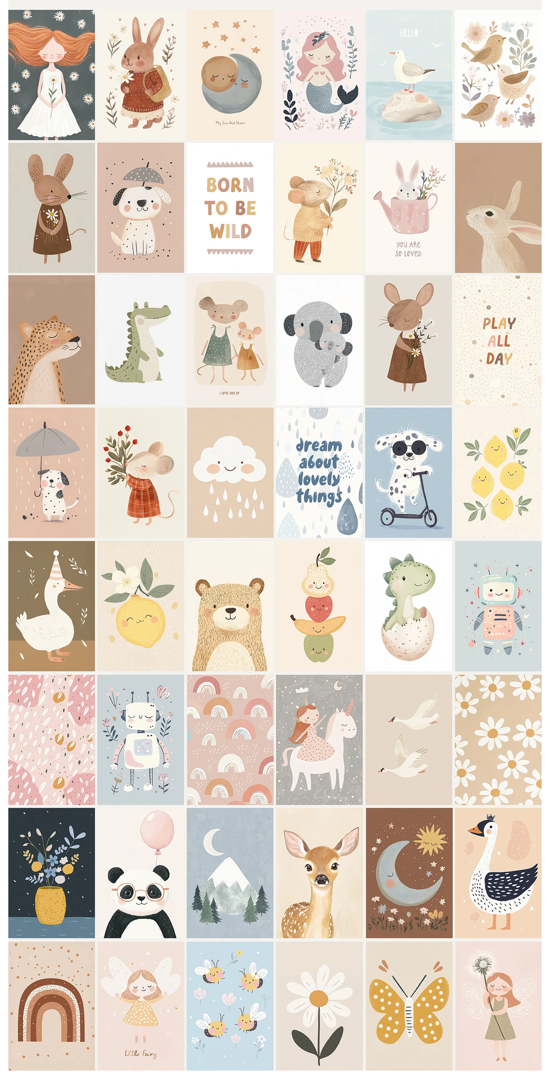 Kids Room Animals Prints - Luster Paper Nursery Wall Art Prints