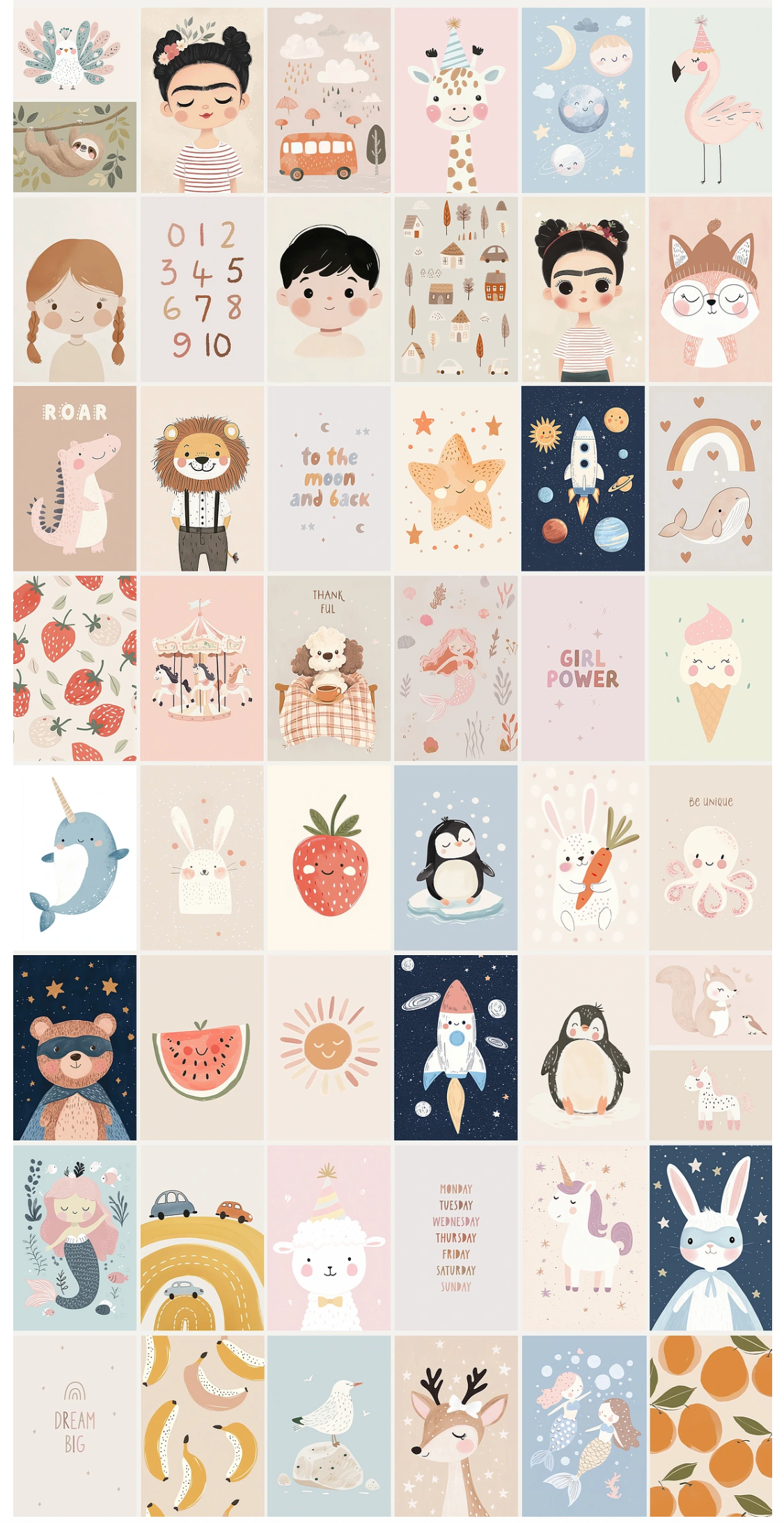Kids Room Animals Prints - Luster Paper Nursery Wall Art Prints